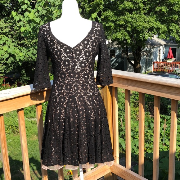 Betsey Johnson black dress with cream underlay - Picture 5 of 5